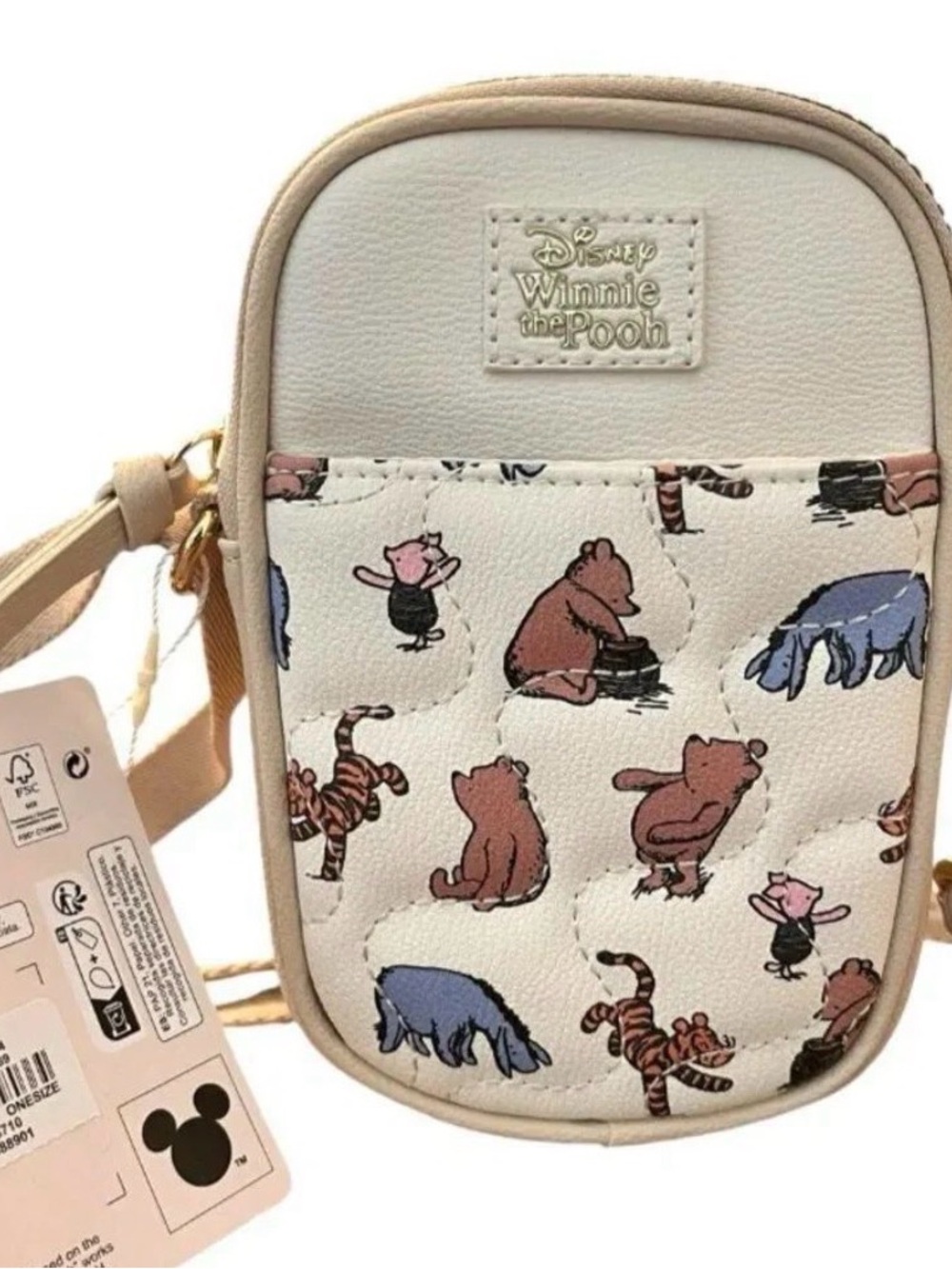 Disney Cream Winnie the Pooh Mini Crossbody with Character Print